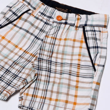 WHITE WITH YELLOW CHECK SHORT FOR BOYS